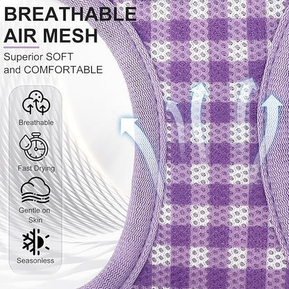 AIITLE Dog Harness and Leash Set, Reflective Adjustable Soft Mesh Vest with Plaid Print for Small Dogs – Breathable No-Pull Design for Daily Walks & Outdoor Adventures (XXS, Purple)