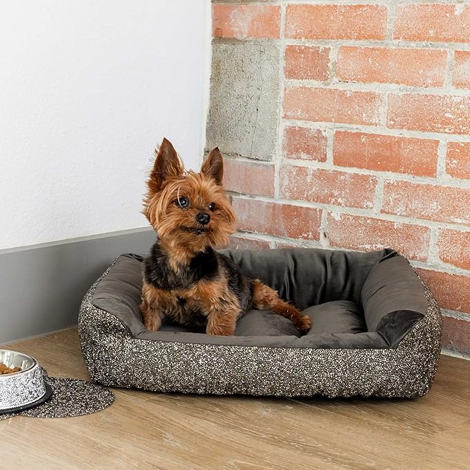 Pet Bed, Sparkling Rhinestones, Soft, Comfortable Velvet, for Lounging Dogs, Cats, Pets, Gold, Large, Sold Individually