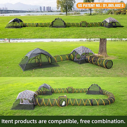 Tent Pop Up Cat Tent, Portable Lightweight Cat Playpen with 3 Holes, Indoor Outdoor Pet Enclosure w/Carry Bag, Foldable Interactive Cat Play House for Cats Kittens（Patented