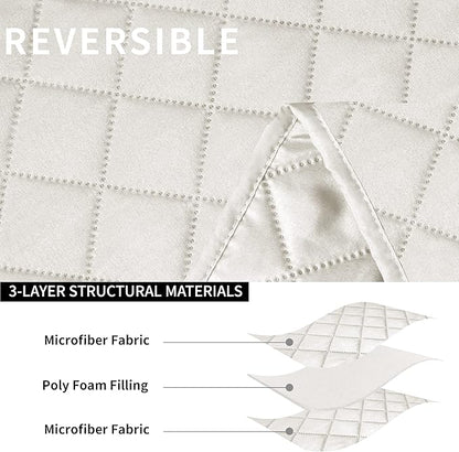 Easy-Going Oversized Recliner Sofa Cover, Reversible Couch Cover for 3 Seat Recliner, Split Sofa Cover for Each Seat with Elastic Straps for Kids, Dogs, Pets (3 Seater, Ivory/Ivory)