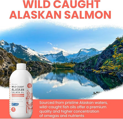 Wild Alaskan Salmon Oil for Dogs 8oz MSC Certified - Omega 3 EPA DHA for Skin & Coat, Itchy Skin & Allergies, Joint Support - Liquid w/Pump - Sockeye Salmon - Chew + Heal Labs