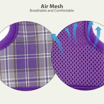 AIITLE Bunny Harness and Leash Set Escape Proof - Magic Tape Design, Lightweight Plaid Pattern Mesh Padding, No Choke No Pull for Puppy Cat Rat Squirrel Ferret, Outdoor Walking Running, Purple S