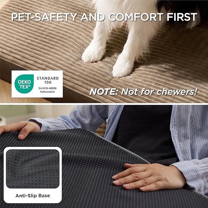 Bedsure ComfyFleece Dog Bed Medium Size Dog - Orthopedic Pet Beds with Removable Washable Cover, NOT Waterproof Egg Crate Foam Puppy Mat, Suitable for Pet Up to 35 lbs, 29"x18"x2.8", NOT for Chewers