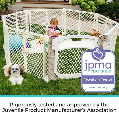 Toddleroo by North States - Superyard Ultimate Play Yard: Freestanding 8 Panel Baby Playpen with Door - Indoor or Outdoor Use - Made in USA - Encloses Up to 34.4 Square Feet - 26 Inches Tall - Ivory