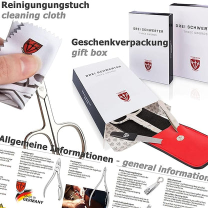 3 Swords Germany - brand quality 10 piece manicure pedicure grooming kit set fashion leather case in gift box, travel setMade by 3 Swords