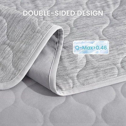 Cozy Bliss Deluxe Leakproof Cooling Blanket for Medium Dogs Q-Max 0.5, Soft & Durable Washable Pet Cooling Mat for Hot Weather, Livingroom, Pet Throw & Couch Protector for Cats, Silver Grey, 30"x40"