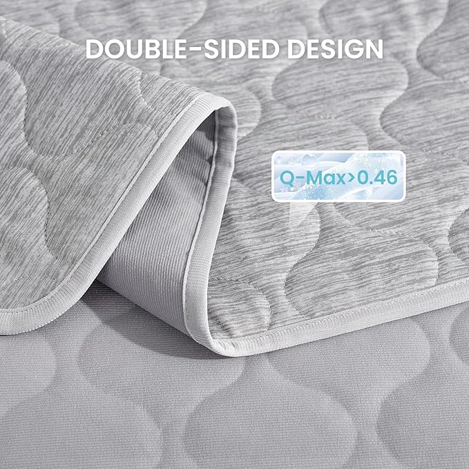 Cozy Bliss Deluxe Leakproof Cooling Blanket for Large Dogs Q-Max 0.5, Soft & Durable Washable Pet Cooling Mat for Hot Weather, Livingroom, Couch & Bed Protector for Cats, Silver Grey, 60"x80"