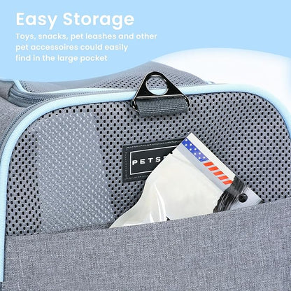 Petsfit Expandable Cat Carrier for 2 Cats Small Dog Carriers, Soft-Sided Portable Washable Pet Travel Carrier with Two Extension for Kittens, Puppies, Rabbits, 19 x 12x 12 inches, Light Grey