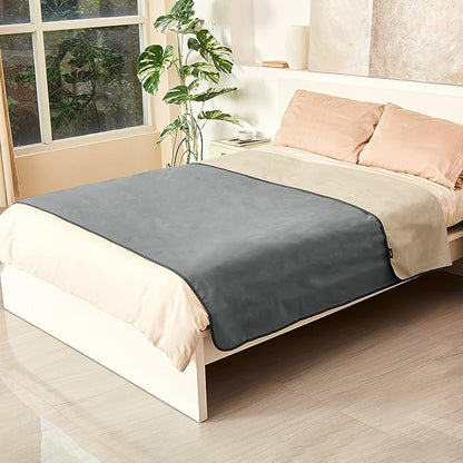 Catalonia Waterproof Blanket for Bed, Reversible Fleece Couch Sofa Furniture Protector, Leak Proof Dog Blankets, Grey
