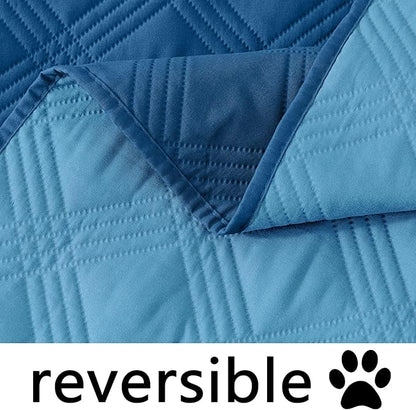 hyha Waterproof Dog Blanket, Reversible Pet Bed Blanket, Soft Sofa Couch Cover for Dogs Washable, Waterproof Pet Couch Covers for Sofa Puppy Cats Furniture Protector(40"x80", Navy Blue/Blue)