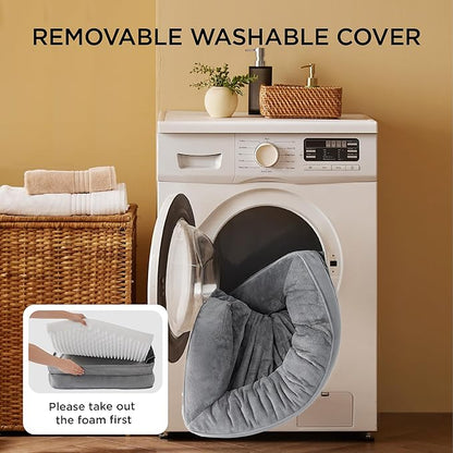 Bedsure Orthopedic Dog Bed Medium Size Dogs - Washable Medium Dog Cat Bed Waterproof, Comfort Pet Couch Sofa with Washable Removable Cover, Pets Bed with Nonskid Bottom, Light Grey, 28"