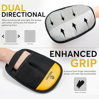 2 Pack Pet Hair Removal Glove - Pet Hair Removal Glove for Dogs & Cats, Electrostatic Pet Hair Remover for Loundry, Couch, Carpet, Clothing, Bed & Car Seat, Reusable Magic Brush Pet Hair Tool - Black