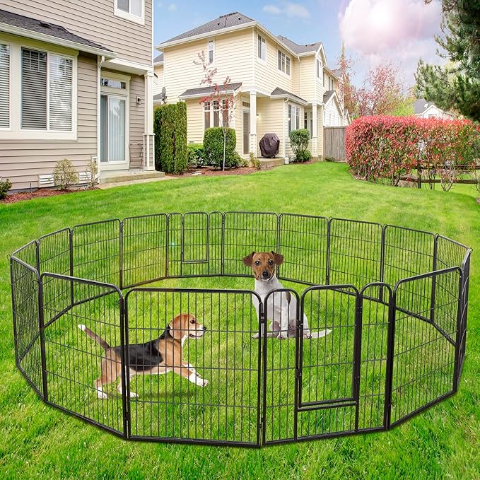 Nova Microdermabrasion 16 Panel Dog Playpen - 32" Height, Indoor/Outdoor, Small to Large Dogs, Puppy Kennel