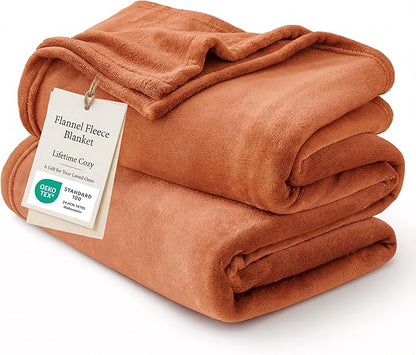 Bedsure GentleSoft Burnt Orange Fleece Throw Blanket - 300GSM Soft Lightweight Plush Cozy Blankets for Bed, Sofa, Couch, Travel, Camping