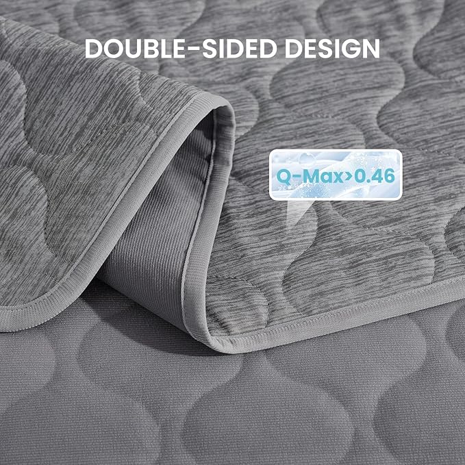Cozy Bliss Deluxe Leakproof Cooling Blanket for Medium Dog Q-Max 0.5, Soft & Durable Washable Pet Cooling Mat for Hot Weather, Livingroom, Pet Throw & Couch Protector, Charcoal Grey, 30"x40"