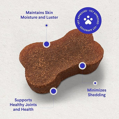 Wonder Paws Skin & Coat Supplement for Dogs with Salmon Oil, Omega 3 & 6, EPA & DHA, Promotes Healthy Skin and Coat, Itchy Relief, Joint and Overall Health, Delicious Flavor, 70 skin & coat Soft Chews
