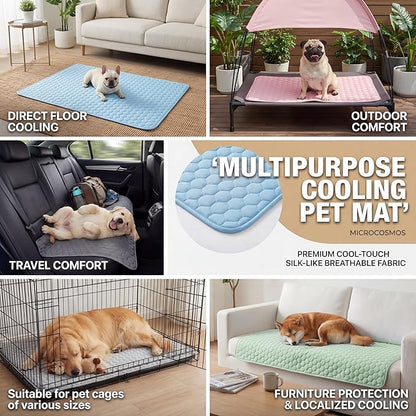 MICROCOSMOS Summer Cooling Mat & Sleeping Pad- Water Absorption Top, Materials Safe, Easy Carry, EZ Clean. Keep Cooling for Pets, Kids and Adults.(Navy Blue, 48" x24")