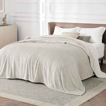 Bedsure GentleSoft Fleece Blanket California King Size Linen - Lightweight Plush Fuzzy Cozy Soft Bed Blankets, 102x96 inches