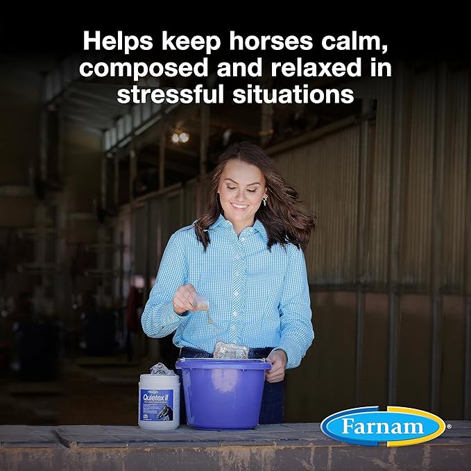 Farnam Quietex II Horse Calming Supplement Pellets, Helps Manage Nervous Behavior, Contains 7 Stress Relief Ingredients, Promotes Focus, Calm & Composed Horses, 1.625 lbs, 26 Day Supply