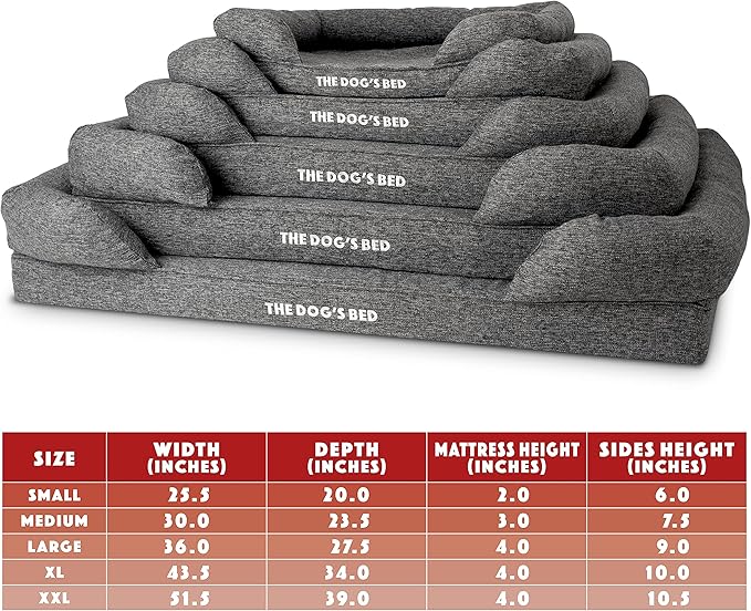 The Dog’s Bed Orthopedic Memory Foam Dog Bed with Bolsters for XL Dogs, Waterproof Washable Cover, Anti-Slip Base, Calming Surface – CertiPUR-Certified Foam, Largeinen Fabric, Grey Linen, XL