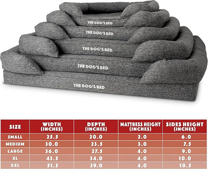 The Dog’s Bed Orthopedic Memory Foam Dog Bed with Bolsters for XL Dogs, Waterproof Washable Cover, Anti-Slip Base, Calming Surface – CertiPUR-Certified Foam, Largeinen Fabric, Grey Linen, XL