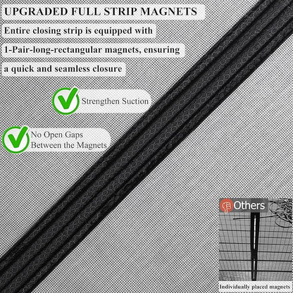 Magnetic Screen Door Upgraded-Model Full Strip Magnets,Reinforced Heavy Duty Mesh Screen Doors Magnets,Full Frame Seal Retractable Door Screen Magnetic Closure for Single Front Patio Sliding Door