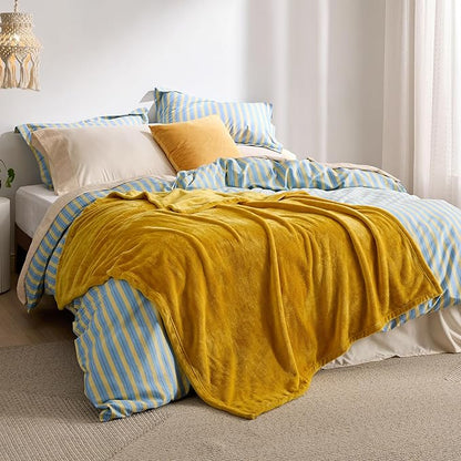 Bedsure GentleSoft Gold Fleece Throw Blanket - 300GSM Blankets for Couch, Sofa, Bed, Soft Lightweight Plush Cozy Throws for Toddlers, 50x60 inches