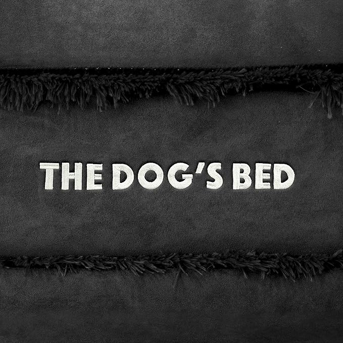 The Dog’s Bed Orthopedic Memory Foam Dog Bed with Bolsters for Medium Dogs, Waterproof Washable Cover, Anti-Slip Base, Calming Surface – CertiPUR-Certified Foam, Fur Fabric, Black Fur, Medium