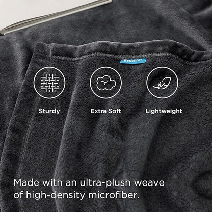 Bedsure GentleSoft Fleece Throw Blanket Dark Grey - 300GSM Blankets for Couch, Sofa, Bed, Soft Lightweight Plush Cozy Throws for Toddlers