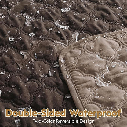 FunFurry Waterproof Dog Blanket, Couch Cover for Dogs Washable, Reversible Dog Bed Cover, Couch Furniture Protector. (Dark＆Light Brown, 30 X 70 Inch - 1 Pack)