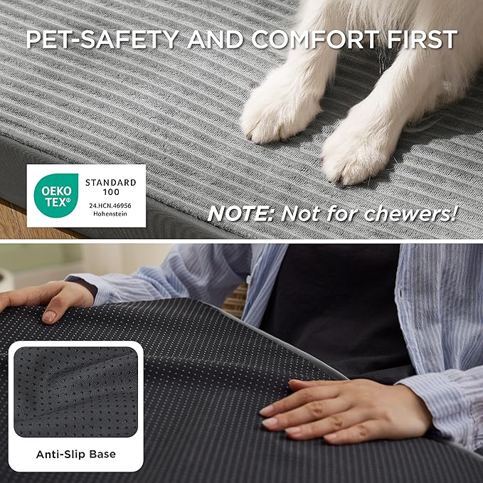 Bedsure ComfyFleece XXL Dog Bed for Crate - Extra Large Orthopedic Pet Beds with Removable Washable Cover, NOT Waterproof Egg Crate Foam Mat, Suitable for Pet Up to 100 lbs, 47x29x4, Not for Chewers