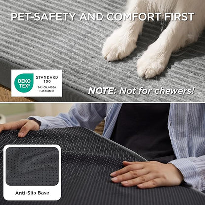 Bedsure ComfyFleece Dog Beds Large Sized Dog- Orthopedic Pet Beds for Crate with Removable Machine Cover, NOT Waterproof Egg Crate Foam Puppy Mat for Pets Up to 50 lbs, 35x22x2.8, NOT Chewproof