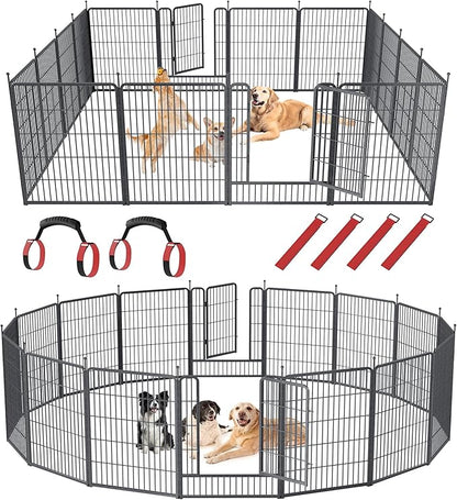Musen Dog Playpen Outdoor, 16 Panels Dog Pen 40" Height Dog Fence Exercise Pen with Doors for Large/Medium/Small Dogs, Portable Pet Playpen for Yard, RV, Camping, Hammer Paint Finish