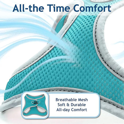 Kruz Dog Harness (Chest 13.5"-14", Weight 4–6 lbs) Athletica Adjustable Heavy Duty No Choke Puppy Vest for Small Dogs Lightweight Air Mesh, Reflective, Puppy Essentials – Turquoise, X-Small