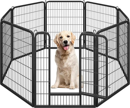 Yaheetech Wide Panel Dog Playpen, 8 Panels 40 inch High Pet Pen with Gate, Portable Indoor Outdoor Fence for Medium/Large Breed Dogs