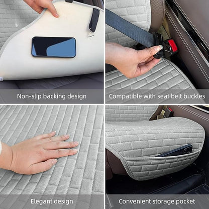 Linen Car Seat Covers Front Seat Covers - 2 PCS Durable & Non-Slip Breathable Cloth Fabric Car Seat Protector, Universal Fit for Most Automotive, Vans, SUVs, Trucks - Gray