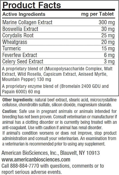 American BioSciences DGP, All-Natural Joint Supplement for Dogs - Joint Support with Turmeric Boswellia Extract - 60 Chewable Pet Tablets per Bottle (60 Count (Pack of 1))