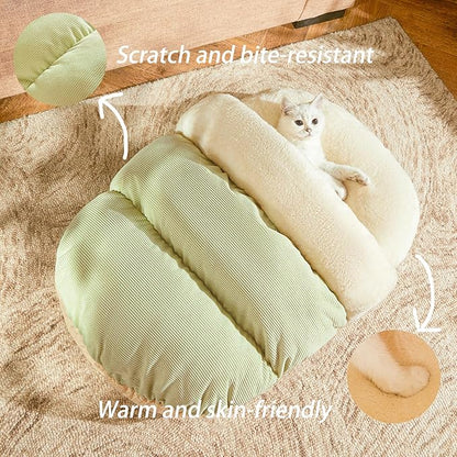 Cat Bed - Cat Cave Bed for Indoor Cats and Small Dogs, Cute Slipper Cat Cave Bed Cat House, Cozy & Soft Plush, Anti-Slip &Durable, Washable for Kittens and Puppies Under 15 lbs (24"x16", M, Green)