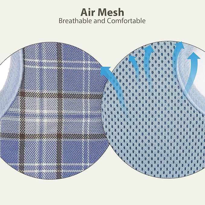 AIITLE Bunny Harness and Leash Set Escape Proof - Magic Tape Design, Lightweight Plaid Pattern Mesh Padding, No Choke No Pull for Puppy Cat Rat Squirrel Ferret, Outdoor Walking Running, Blue S