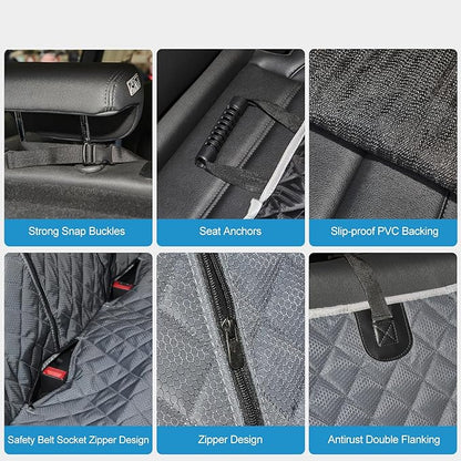 ANOSOSPECIAL Grey Dog Car Seat Cover for Back Seat,Non-Stick Fur,Pet-Friendly and Waterproof - Universal Fit Interior Protector for Auto, Van, SUV - Ideal for Kids and Pets