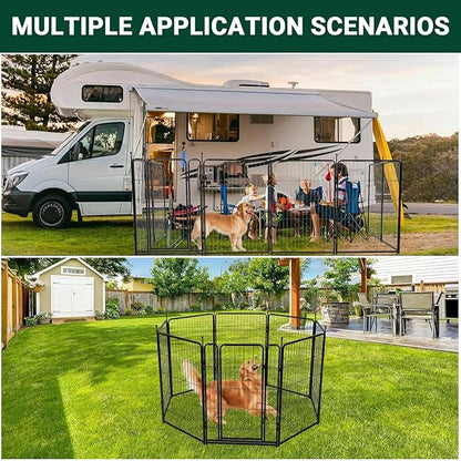 GarveeLife Dog Playpen,40 Inch(H) 42.6 Ft(L) 16 Panels Dog Fence Indoor/Outdoor,Heavy Duty Metal Pet Puppy Exercise Pen, Wide Door Low Threshold,Portable Pet Playpen for Rv Camping Garden Yard