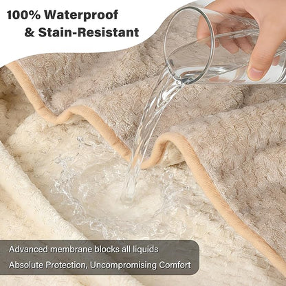 Catalonia Waterproof Pet Blanket for Sofa, Bed & Couch - Reversible Leakproof Fleece Furniture Protector Cover - Liquid Pee Proof Dog Cat Blanket for Small Medium Large Pets, Camel, 60" x 80"