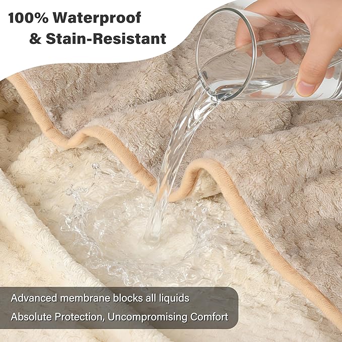 Catalonia Waterproof Pet Blanket for Sofa, Bed & Couch - Reversible Leakproof Fleece Furniture Protector Cover - Liquid Pee Proof Dog Cat Blanket for Small Medium Large Pets, Camel, 40" x 60"
