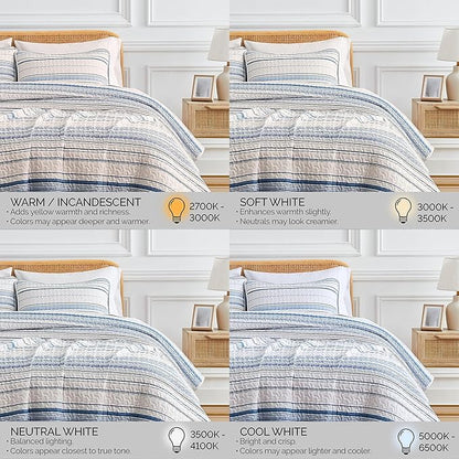 Southshore Fine Living, Inc. Oversized Queen Quilt Set, Striped Blue/White Quilt Bedspread Queen/Full, 3-Piece Coastal Bedding Set with Lightweight Coverlet and Matching Quilted Shams, Blue Stripes