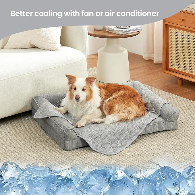 Cozy Bliss Deluxe Leakproof Cooling Blanket for Small Dogs Q-Max 0.5, Soft & Durable Washable Pet Cooling Mat for Hot Weather, Livingroom, Pet Throw & Couch Protector for Cats, Silver Grey, 25"x35"