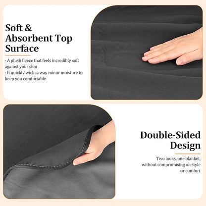Catalonia Waterproof Blanket for Bed, Reversible Fleece Couch Sofa Furniture Protector, Leak Proof Dog Blankets, Grey