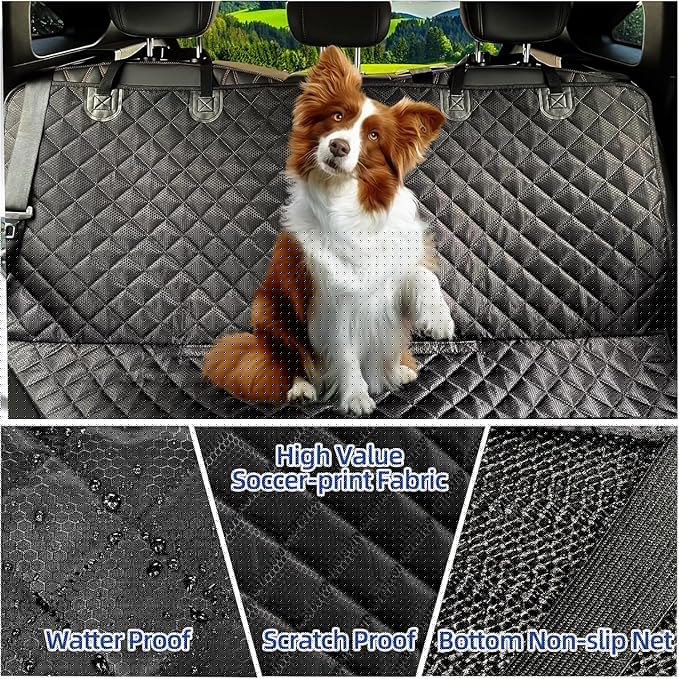 1PC Dog Car Seat Cover for Back Seat, Hard Bottom Back Seat Extender for Dogs, Waterproof Durable Car Seat Protector Reat Seat Covers for Cars, Trucks and SUVs, Black