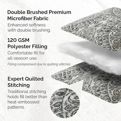 Southshore Fine Living, Inc. Ashanti Collection Oversized King Quilt Bedding Set, Soft Fabric, Lightweight Bedspread 3-Piece, Two Matching Shams (108 in Wide x 98 in Long), King/California Size, Grey