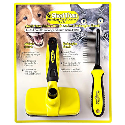 Doodle Brush Slicker for Dogs - Self Cleaning Dog Brush for Poodles, Goldendoodle Grooming Kit with Detangler Comb