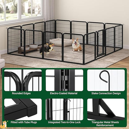 Topeakmart Dog Playpen Outdoor Puppy Exercise Pen Indoor Portable Pet Fence for Yard/RV Camping, 32 Inch 16 Panels